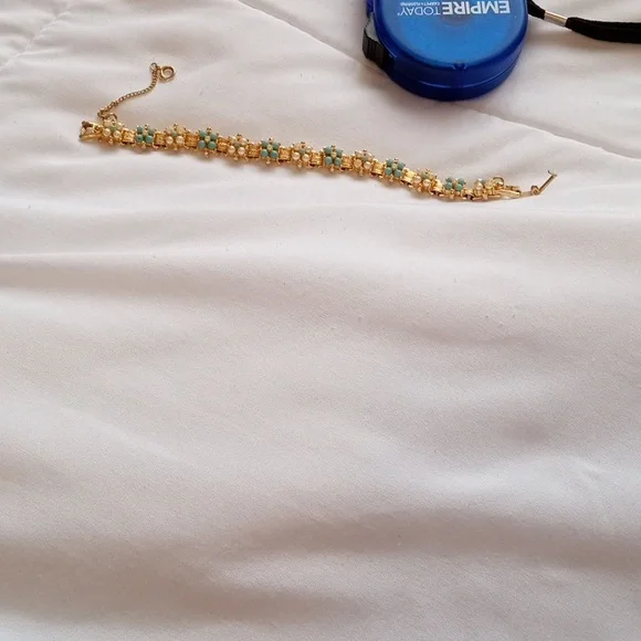 Vintage gold pearl, blue pearl, bracelet - Picture 7 of 8